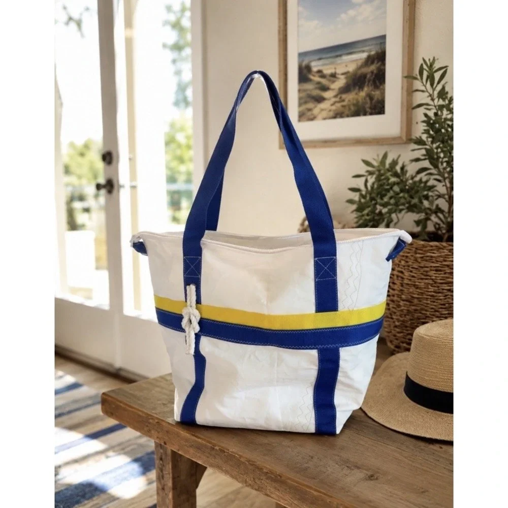 Sea Fever Gear Recycled Sailcloth Tote Bag Cape Cod Nautical Sailing Beach MINT